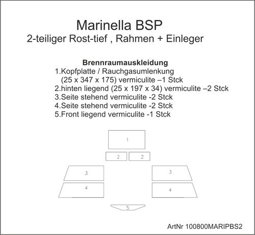 Brennraumauskleidung Marinella BSP 2-teiliger Rost